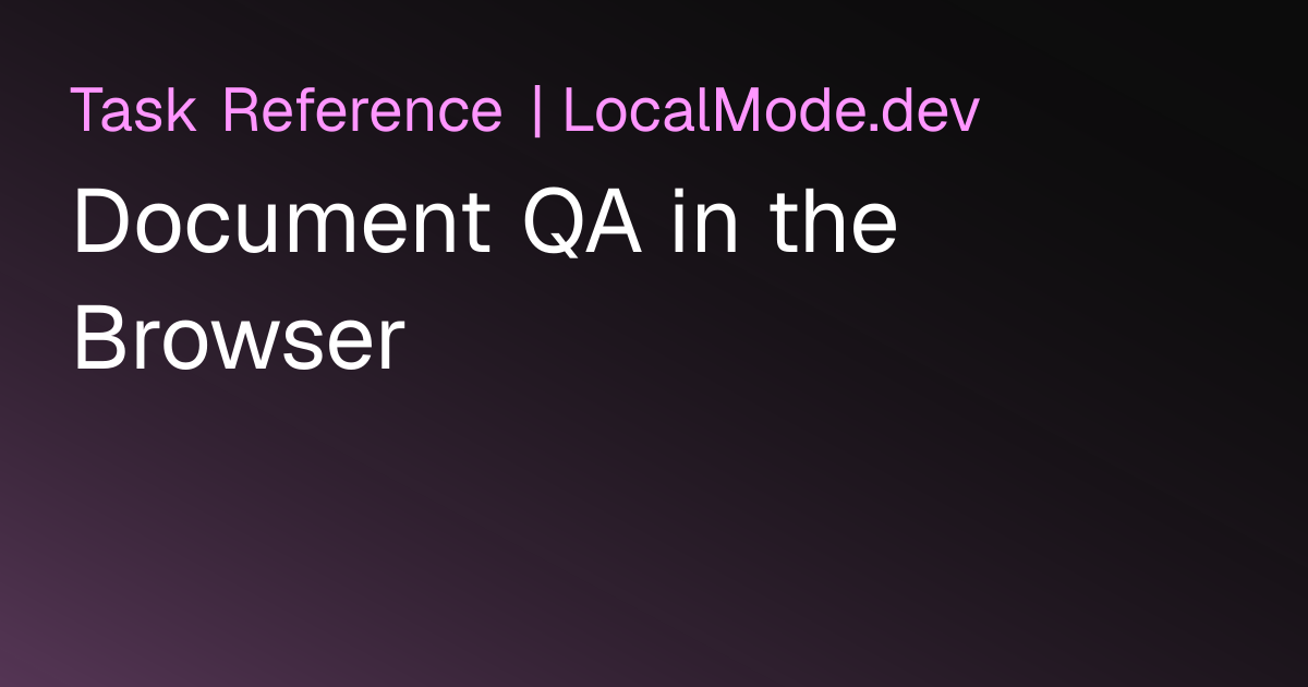 Document QA in the Browser | Browser AI Task | LocalMode